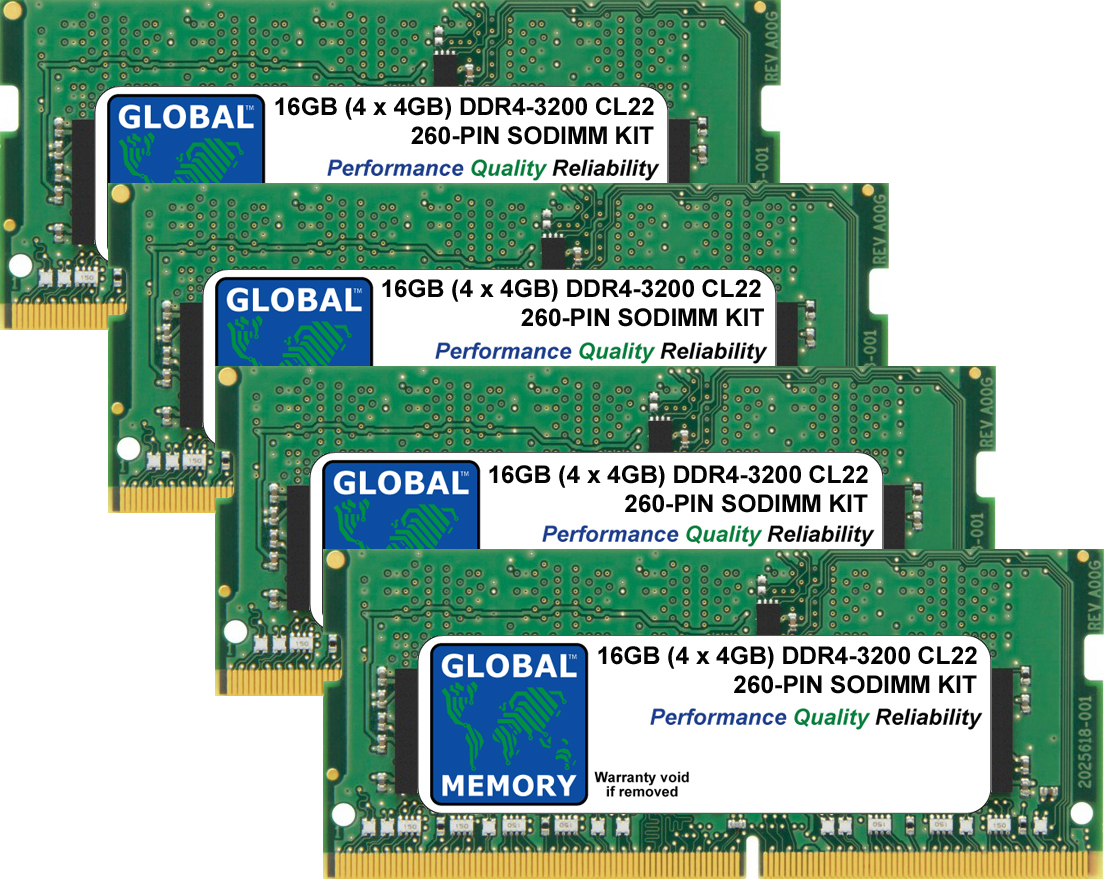 16GB (4 x 4GB) DDR4 3200MHz PC4-25600 260-PIN SODIMM MEMORY RAM KIT FOR LAPTOPS/NOTEBOOKS